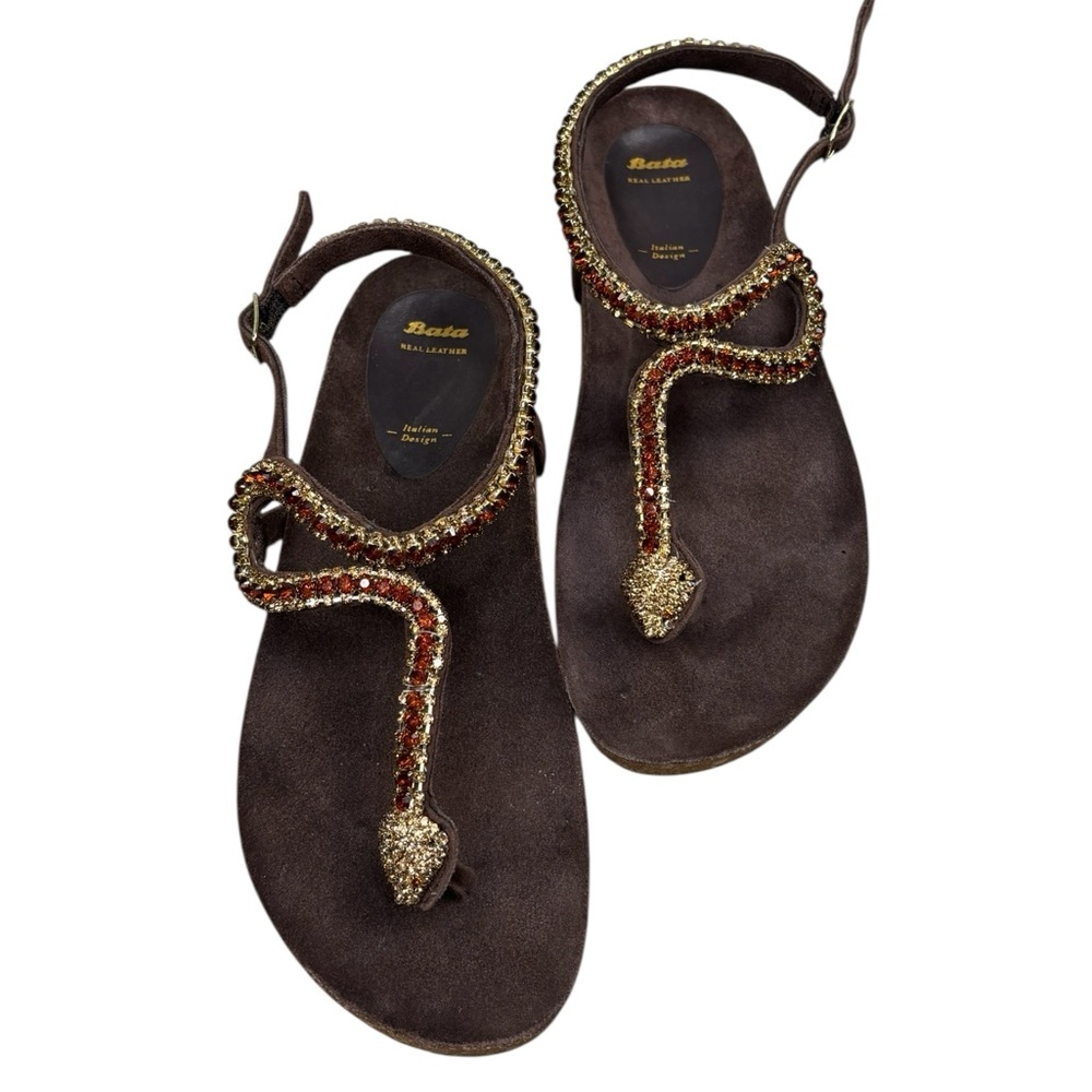 Bata Snake Thong Sandals Italian Made Size 39 - Picture 15 of 16
